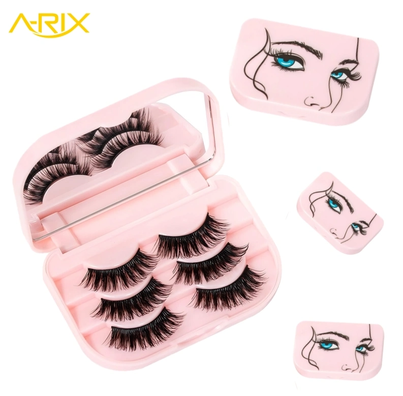 3 Pair Travel Storage Box Premium Eyelash Holder False Eyelash Case Organizer with Mirror eyelash case