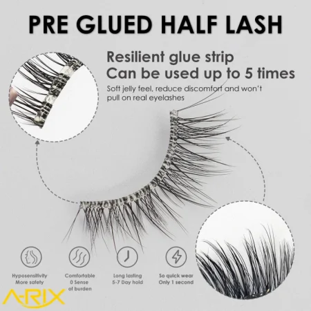 Pre-glued Half Eyelash Out Corner Under Lash Reusable Lazy Girl Lash