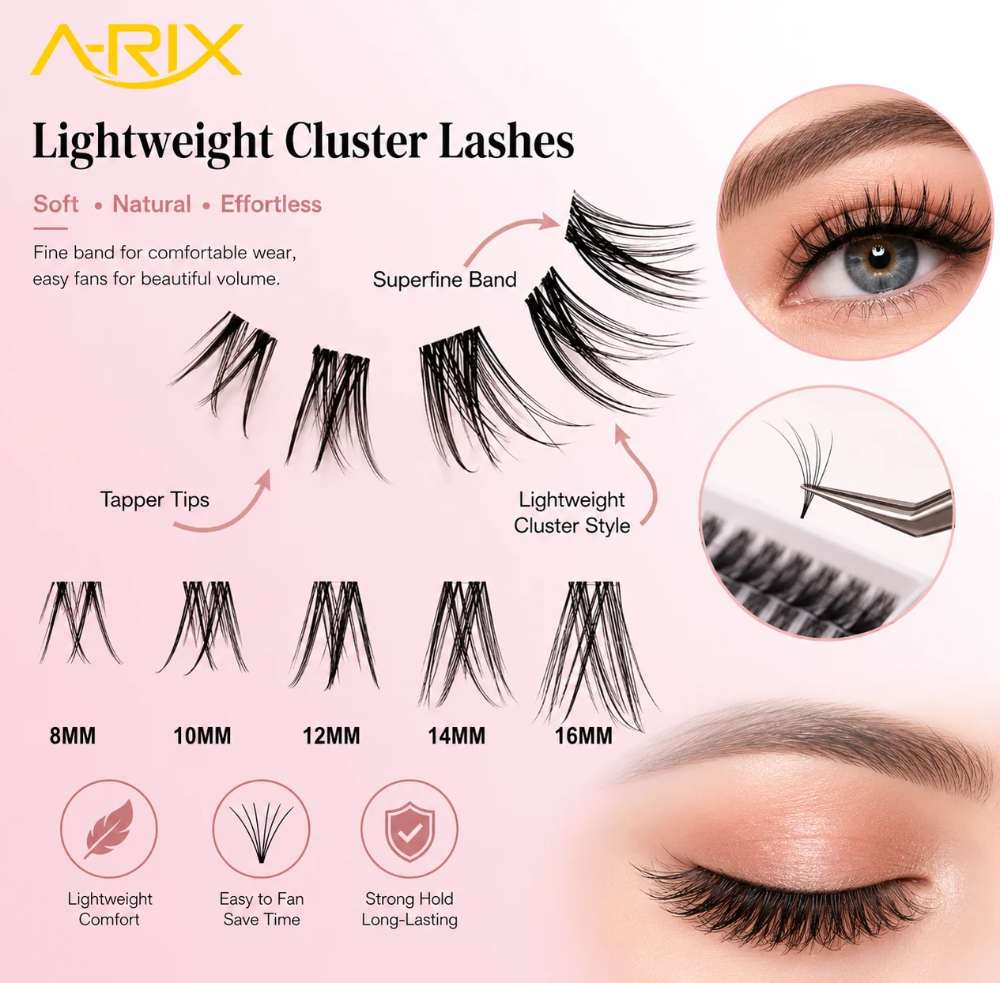 DIY Cluster Natural Wispy Volume Eyelash Extension Underlashes New User Friendly