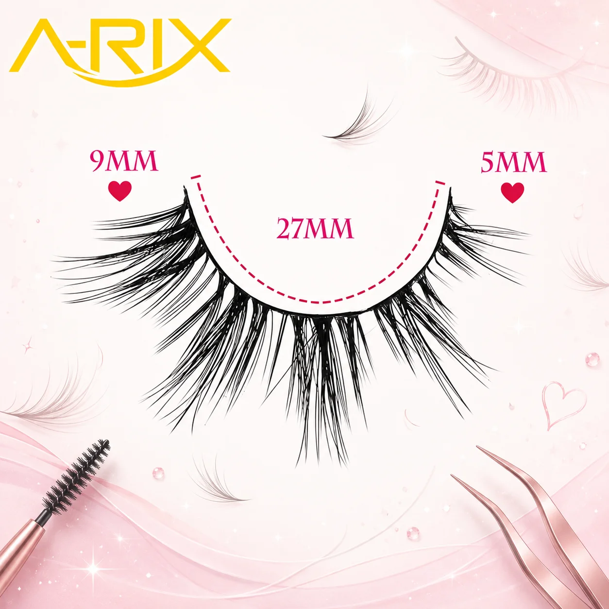 Natural Lash Extension Effect Strip Lashes, 12mm & 13mm Wispy Cat Eye Foxy Eye False Lashes, Thin Band for Natural Look, 7 Pairs