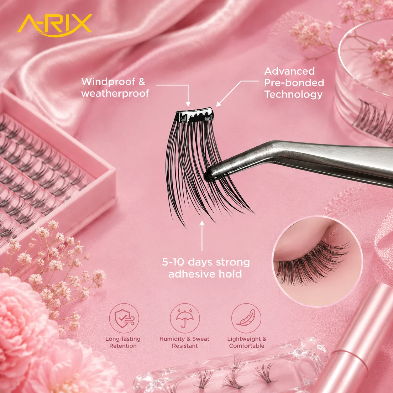 Pre-bond DIY Cluster Eyelash Long Lasting 5-10 days Wet Manga Style Lashes