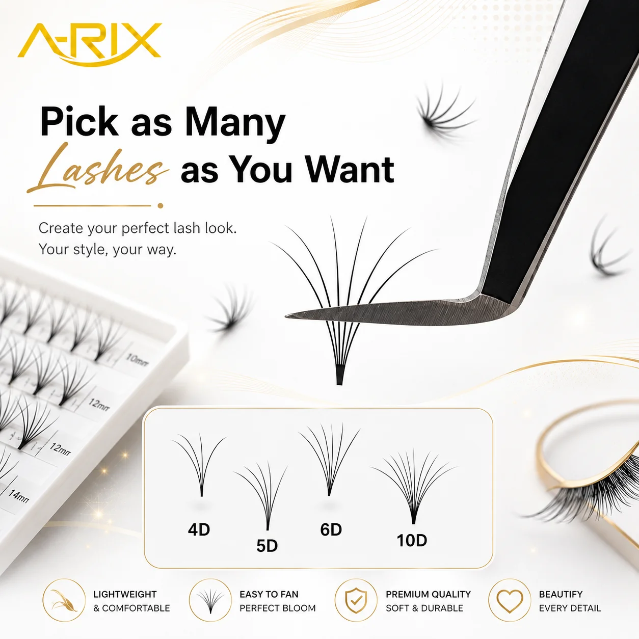 A-RIX Easy Fan New User Friendly Eyelash Extension Auto Blooming Lash Extension Lasting Self Fanning Lashes