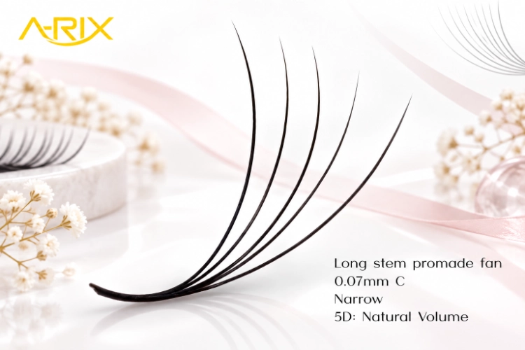 Promade Fan Lash Extension XL Trays Narrow Fans 5D Long Stem Natural Volume Feather Soft